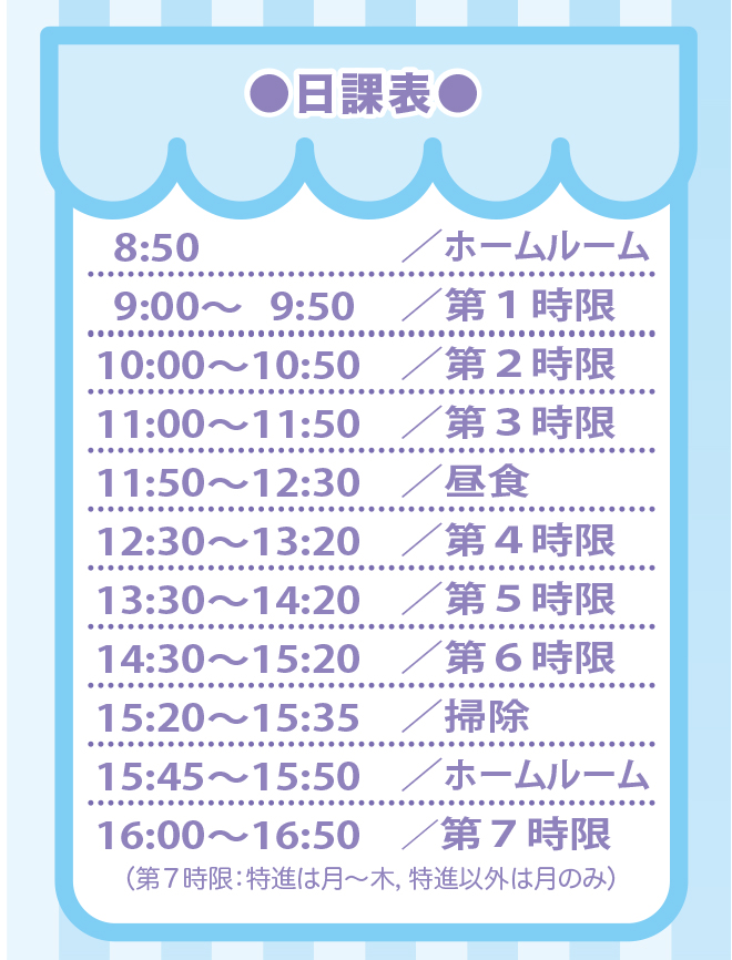 藤ノ花女子高等学校生徒の日課表